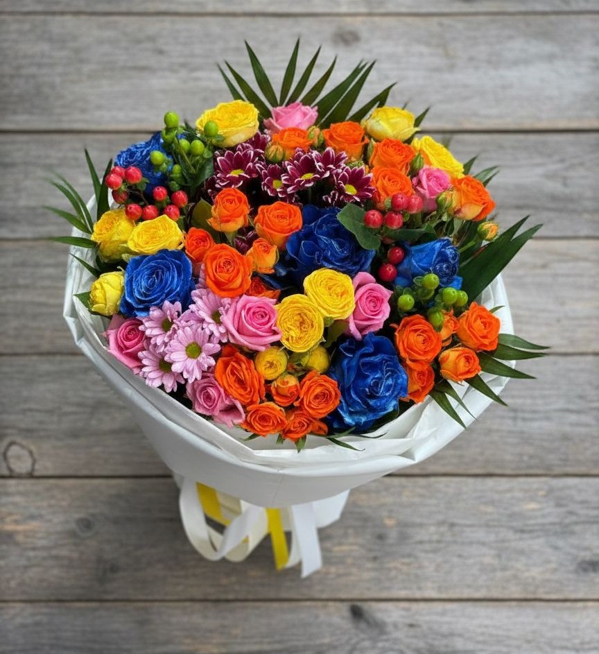 Букет цветов из: Розы и Хризантемы в Пуршево