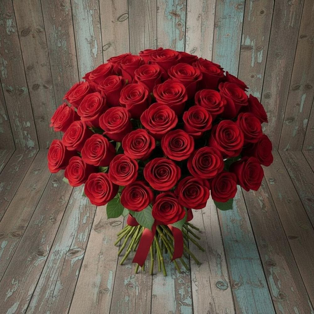 Букет 55 Красных роз Фридом в Пуршево