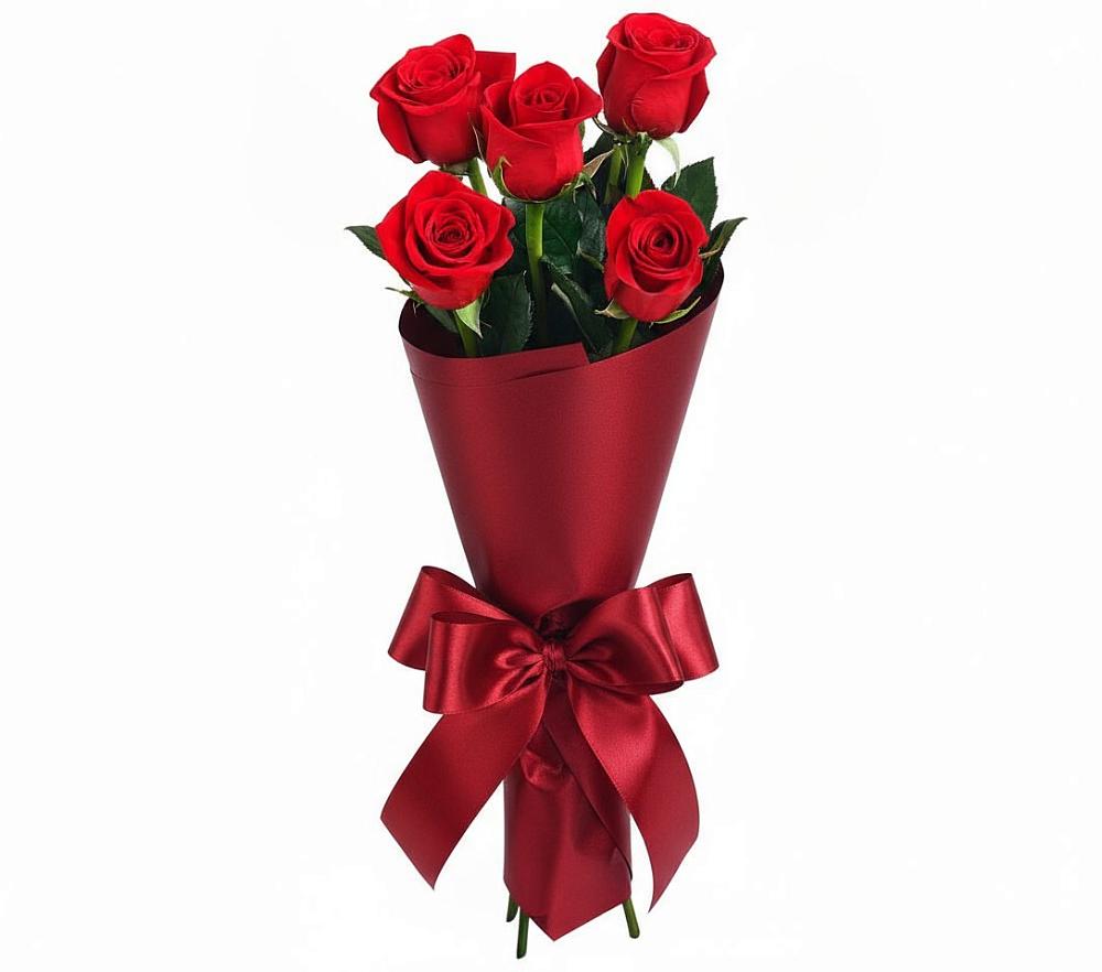 Букет 5 Красных роз Эдлесс Лав в Пуршево