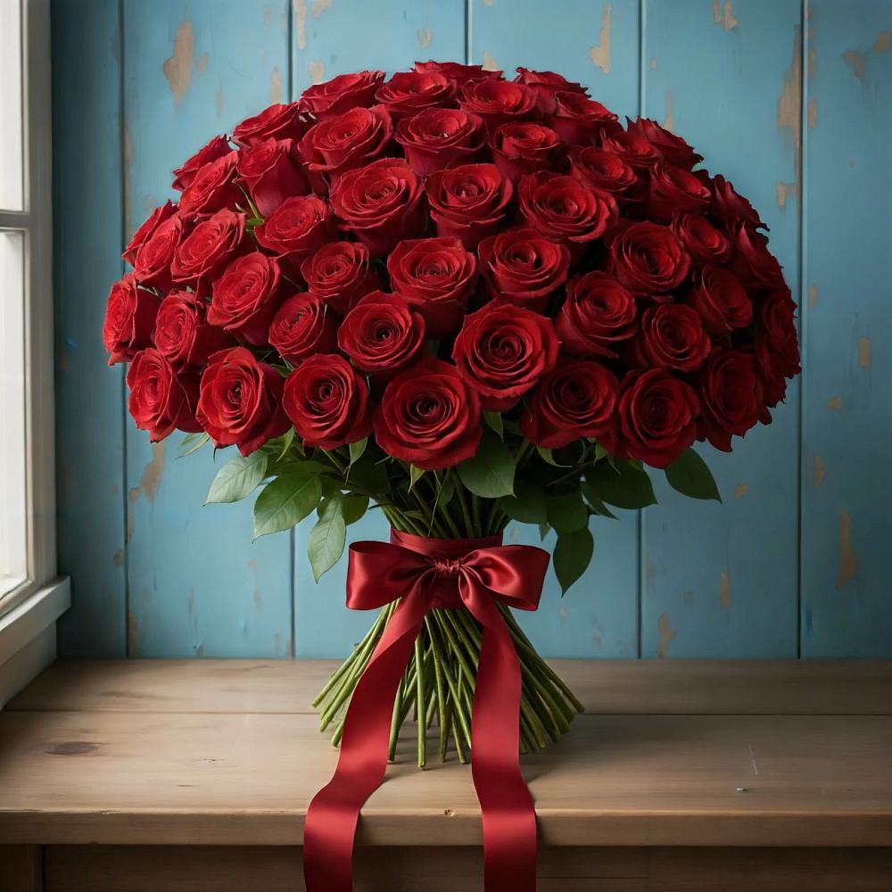 Букет Красные розы Блэк Меджик в Пуршево