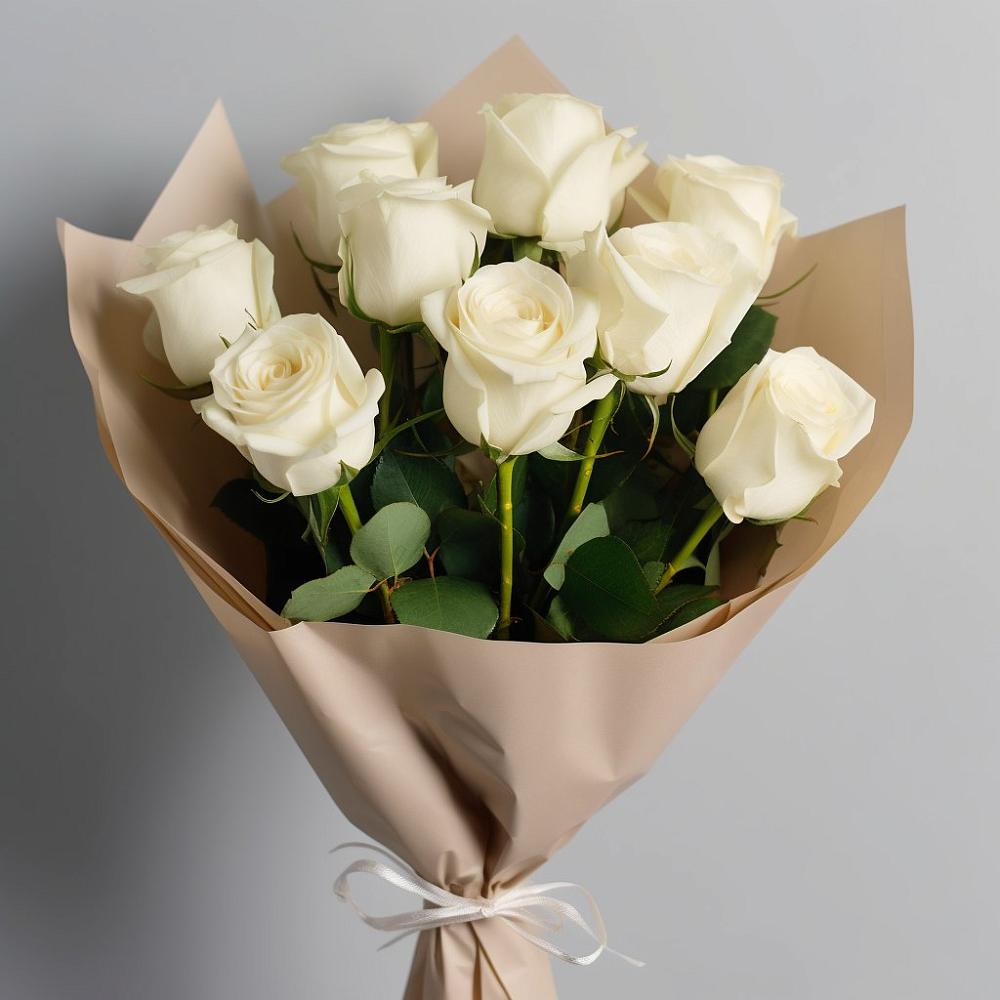 Букет 9 Белых роз Эдлесс Лав в Пуршево
