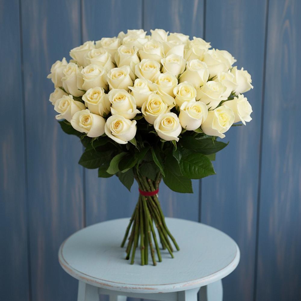 Букет 51 Белая роза Эдлесс Лав в Пуршево