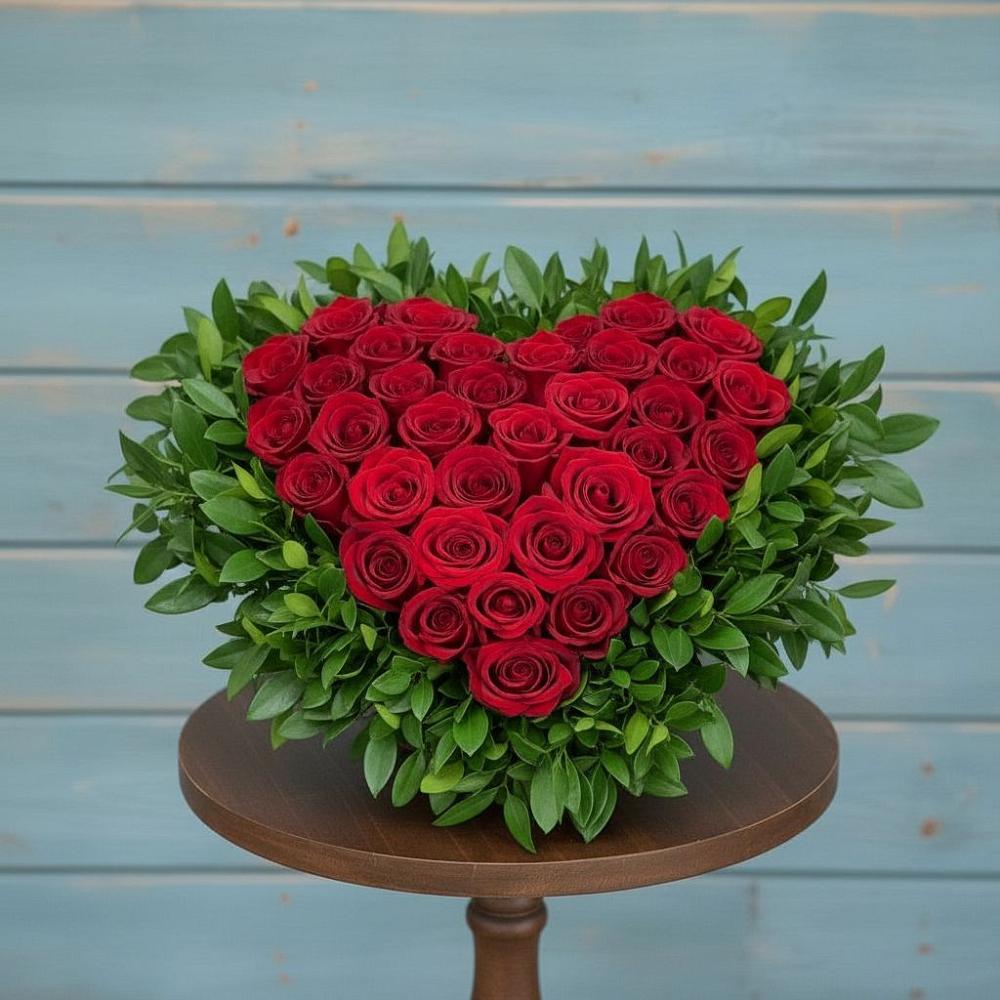 Цветочная композиция из Розы в виде сердца в Пуршево