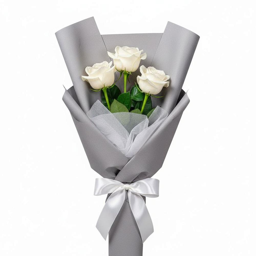 Букет 3 белые розы в Пуршево