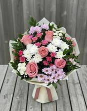 Букет цветов из:  Альстромерии, Гвоздики, Розы и Хризантемы в Пуршево