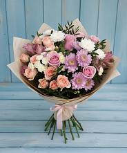 Букет цветов из:  Хризантемы, Розы и Альстромерии в Пуршево